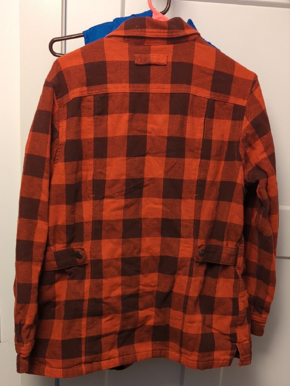 Men's Orange & Brown Plaid Field Jacket Duluth Flannel And Quilted Duck Line- M - Picture 11 of 16